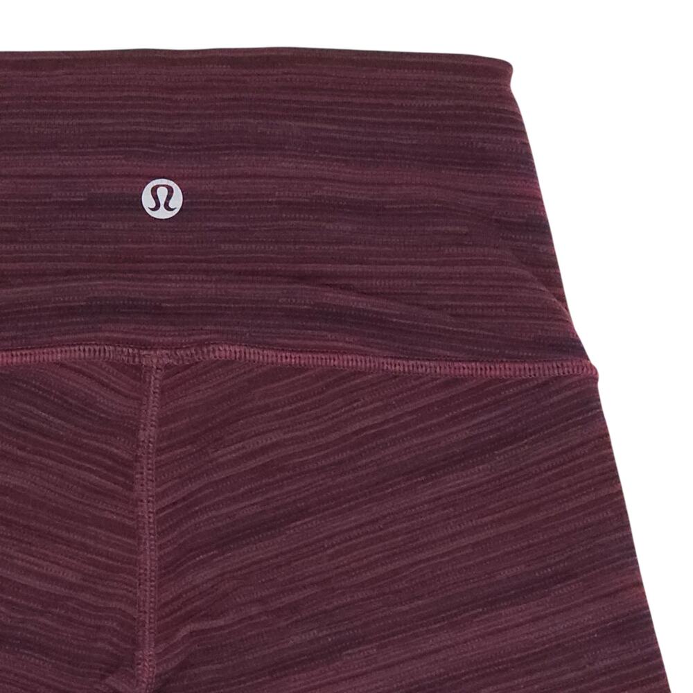 Lululemon Wunder Under Crop Leggings Womens 2 Purple Striped Stretch Yoga - Picture 10 of 12